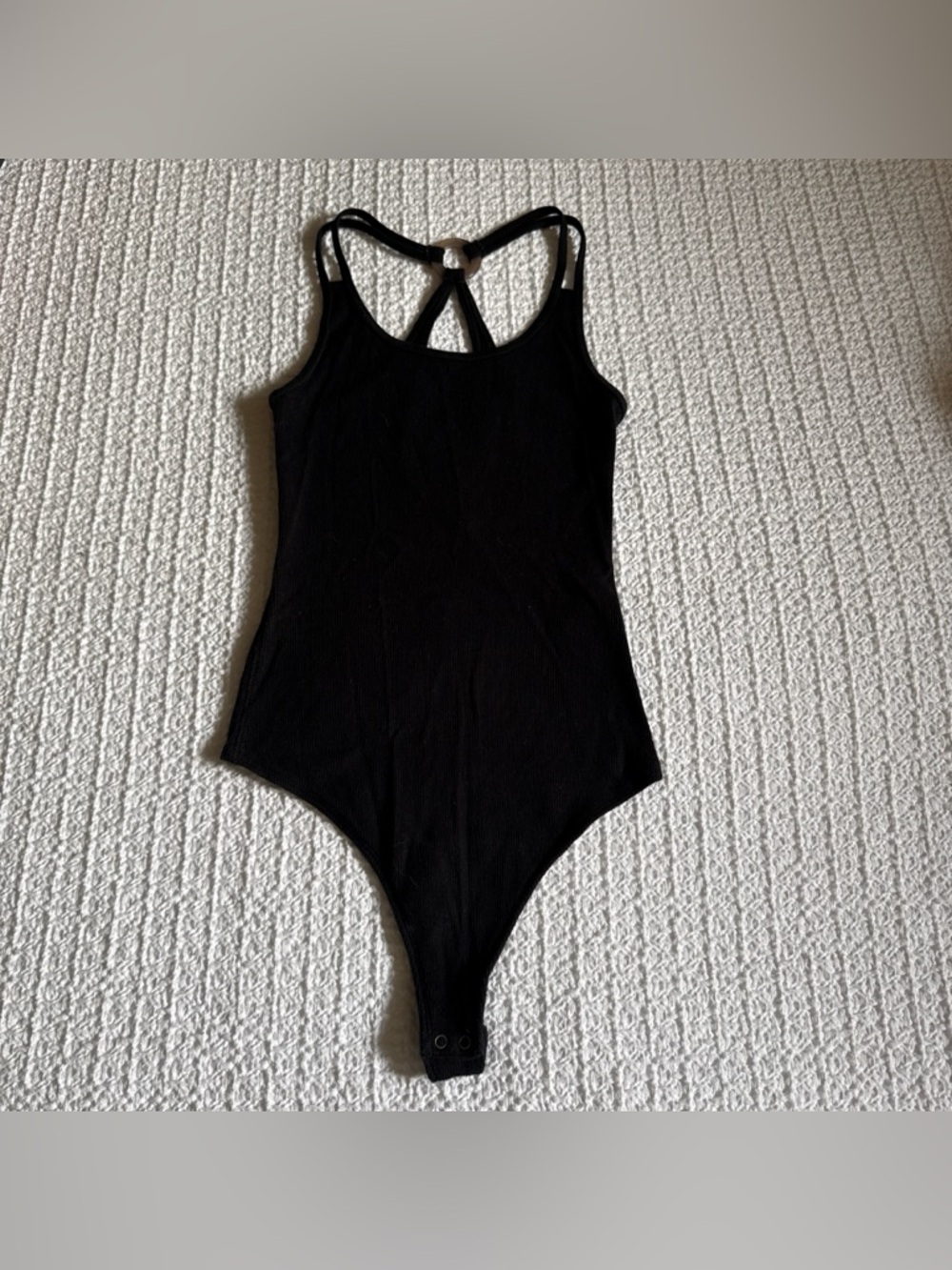 Abercrombie & Fitch Black Ribbed Bodysuit with Racerback
